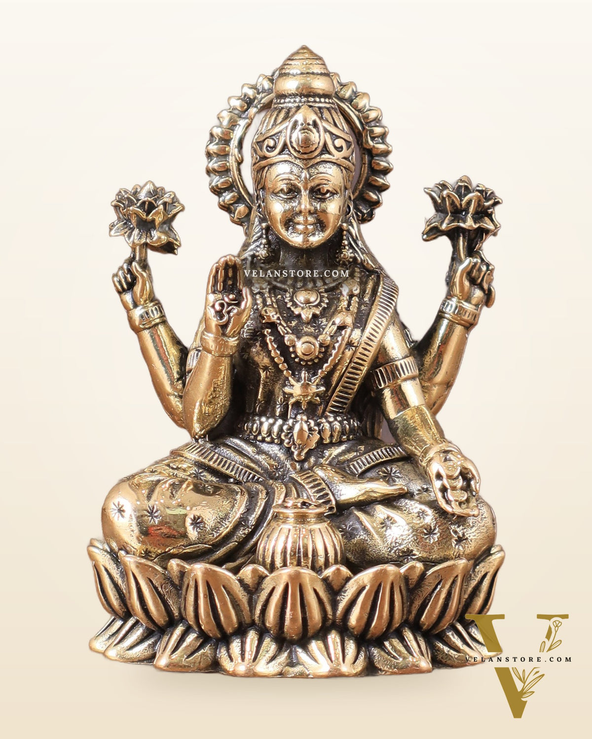 Pure brass superfine Goddess Lakshmi idol 3"