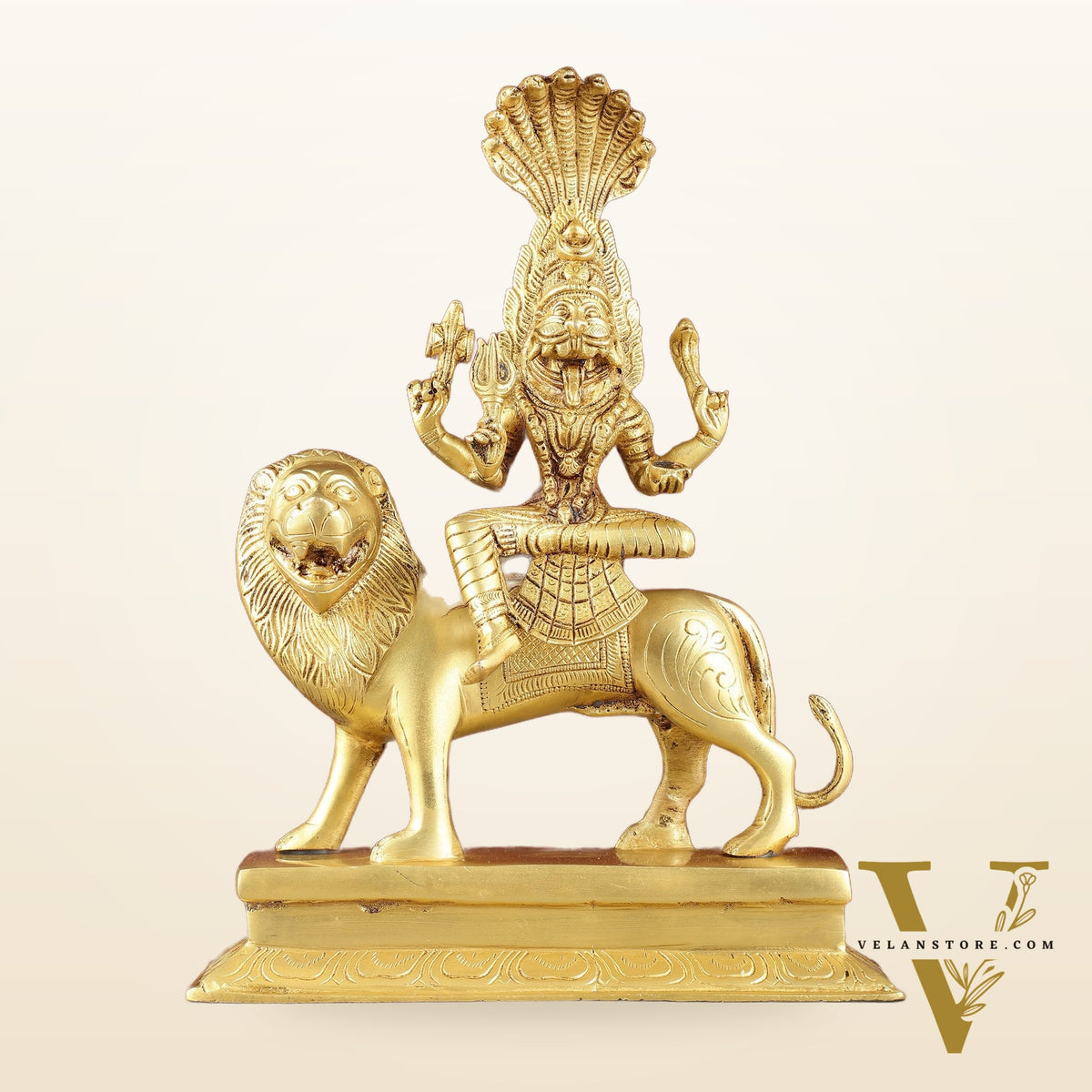 Pure Brass Superfine Goddess Pratyangira Devi Statue - 14"