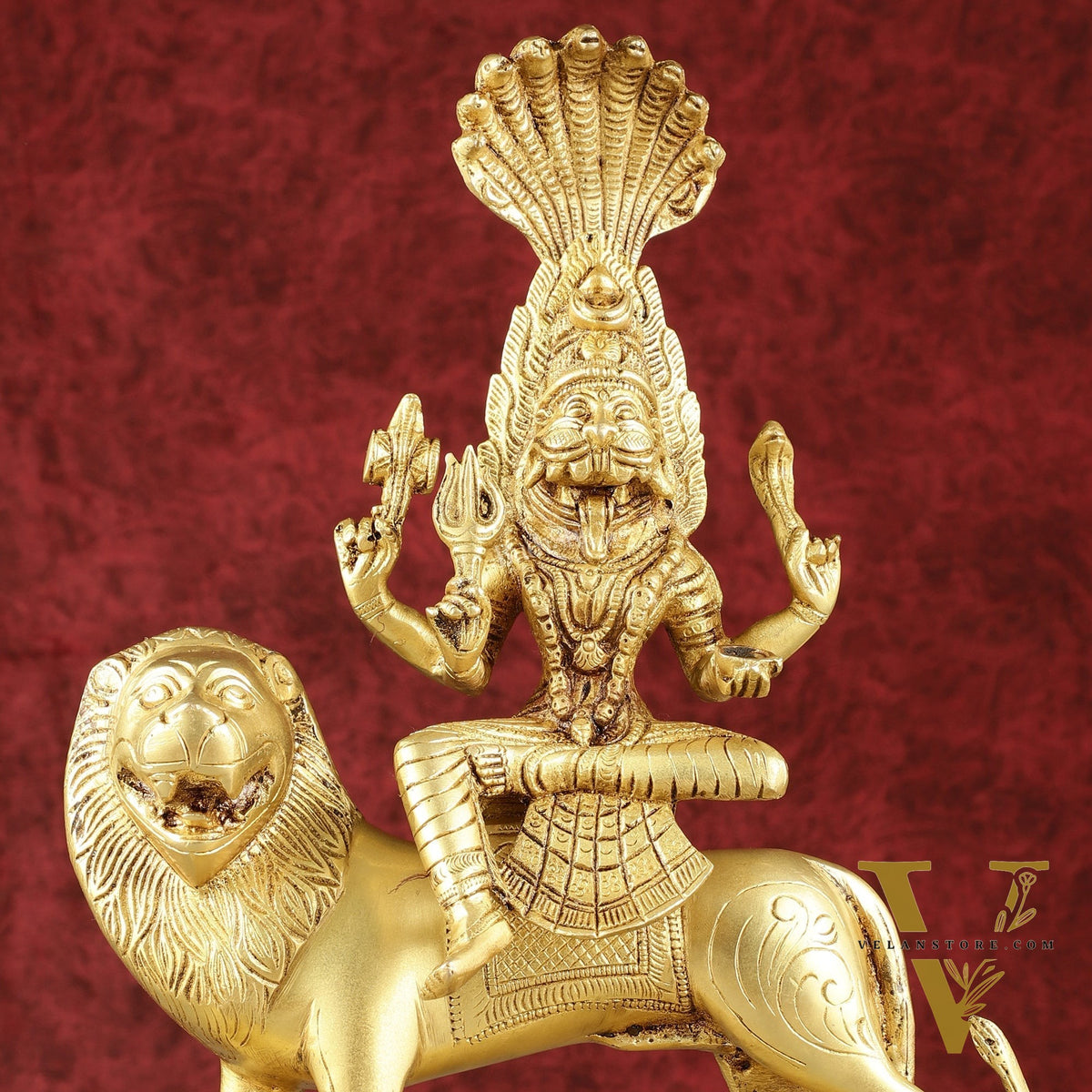 Pure Brass Superfine Goddess Pratyangira Devi Statue - 14"