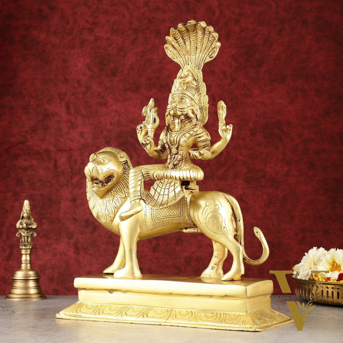 Pure Brass Superfine Goddess Pratyangira Devi Statue - 14"