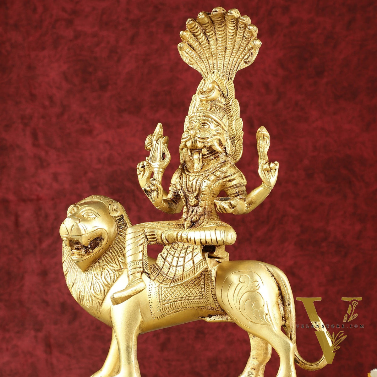Pure Brass Superfine Goddess Pratyangira Devi Statue - 14"
