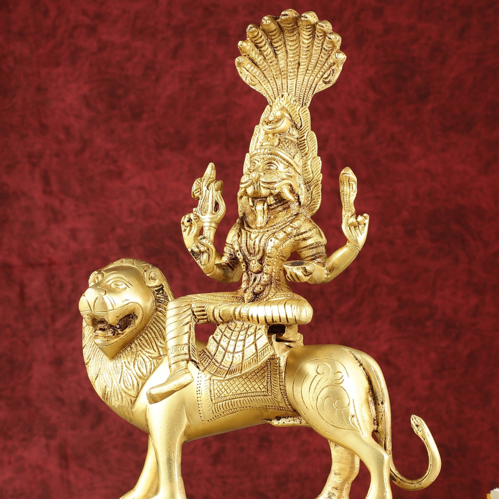 Pure Brass Superfine Goddess Pratyangira Devi Statue - 14"