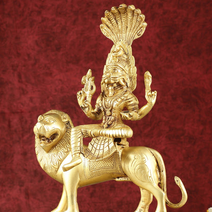 Pure Brass Superfine Goddess Pratyangira Devi Statue - 14"
