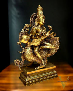 Pure Brass Superfine Goddess Saraswati Statue - 20" Height |