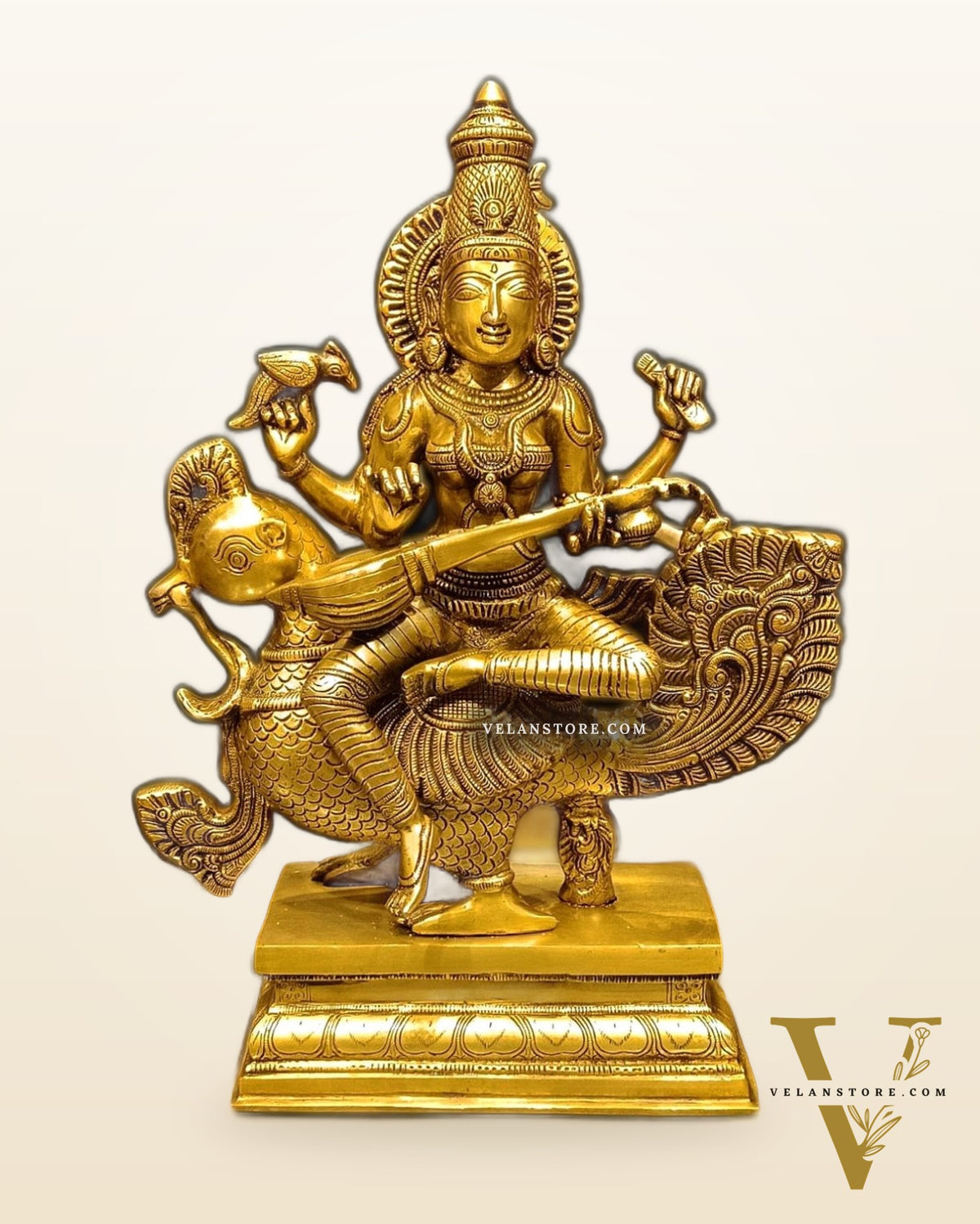 Pure Brass Superfine Goddess Saraswati Statue - 20" Height |