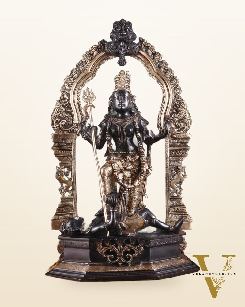 Pure Brass Superfine Handcrafted Goddess bhadra Kali Statue - 22" Black edition