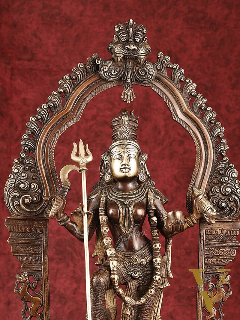 Pure Brass Superfine Handcrafted Goddess bhadra Kali Statue - 22"