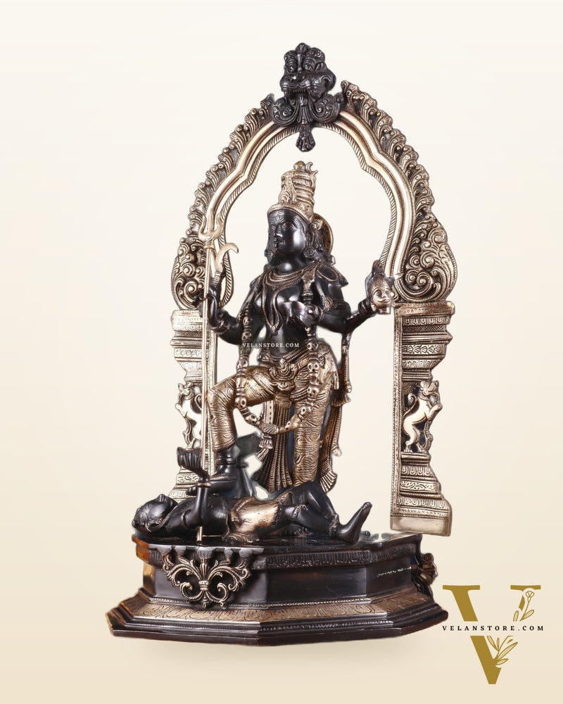 Pure Brass Superfine Handcrafted Goddess bhadra Kali Statue - 22" Black edition