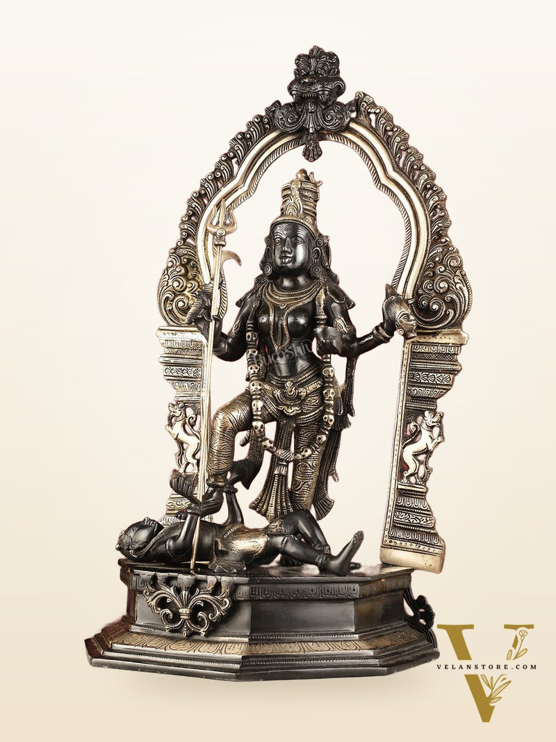 Pure Brass Superfine Handcrafted Goddess bhadra Kali Statue - 22" Black