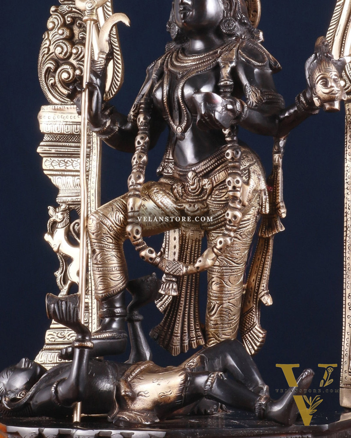 Pure Brass Superfine Handcrafted Goddess bhadra Kali Statue - 22" Black edition