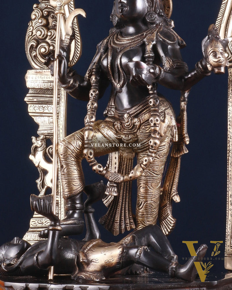 Pure Brass Superfine Handcrafted Goddess bhadra Kali Statue - 22" Black edition