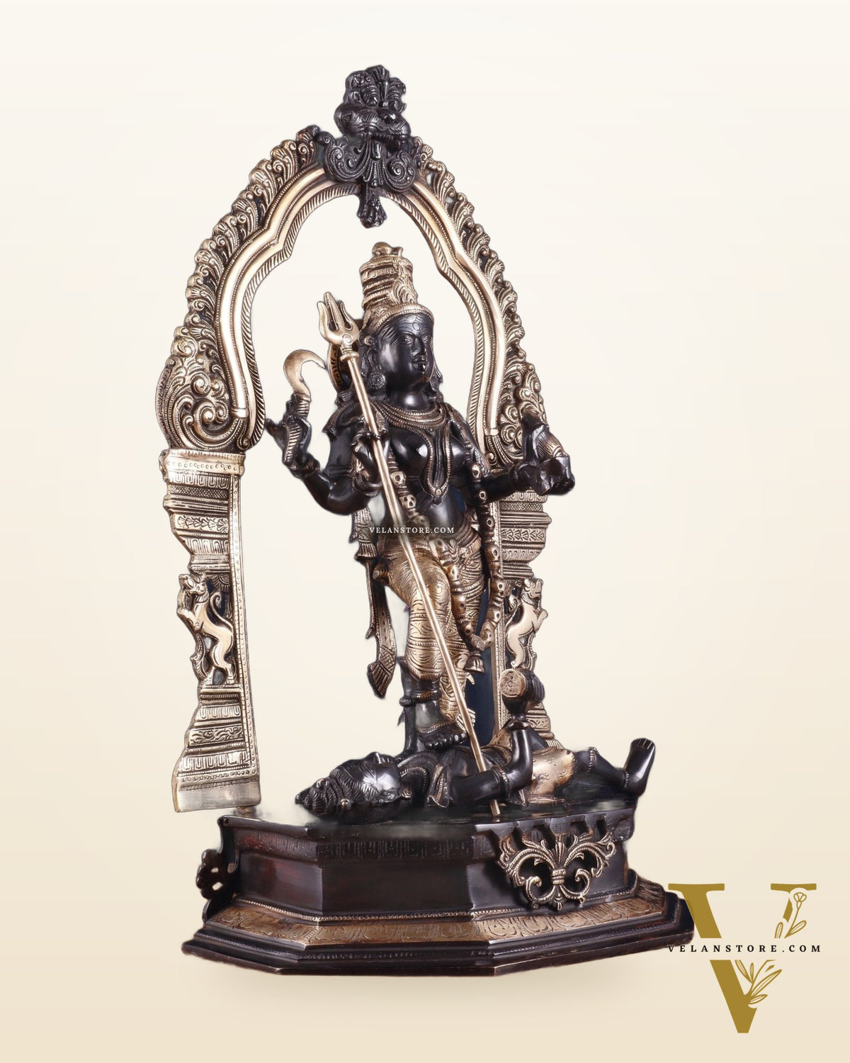 Pure Brass Superfine Handcrafted Goddess bhadra Kali Statue - 22" Black edition