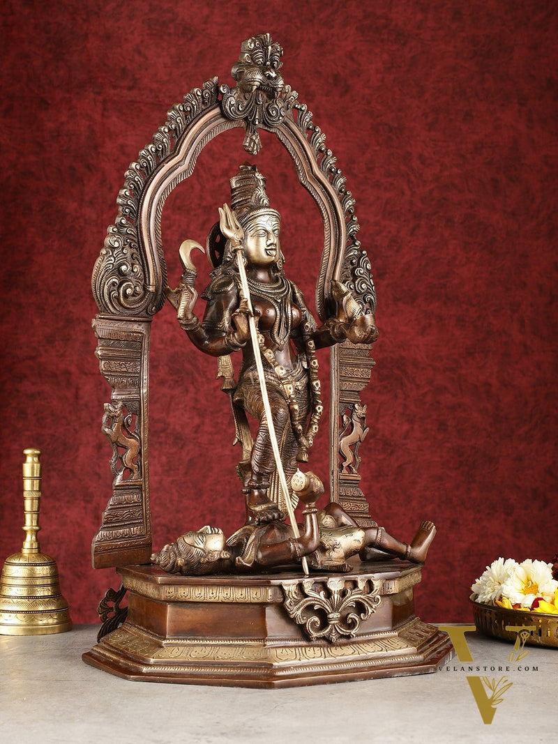 Pure Brass Superfine Handcrafted Goddess bhadra Kali Statue - 22"