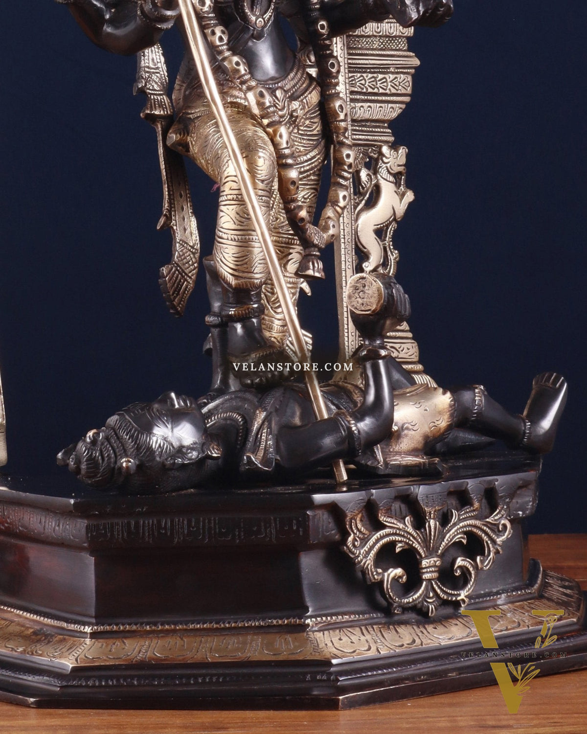 Pure Brass Superfine Handcrafted Goddess bhadra Kali Statue - 22" Black edition