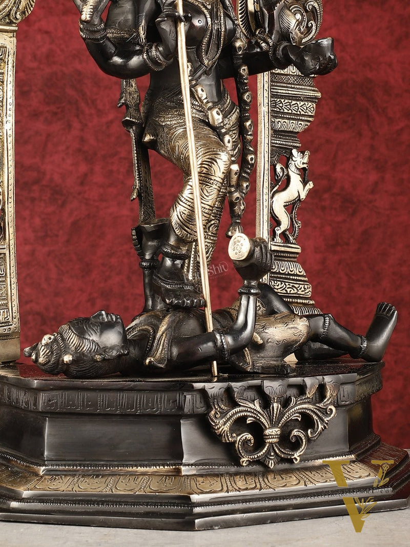 Pure Brass Superfine Handcrafted Goddess bhadra Kali Statue - 22" Black