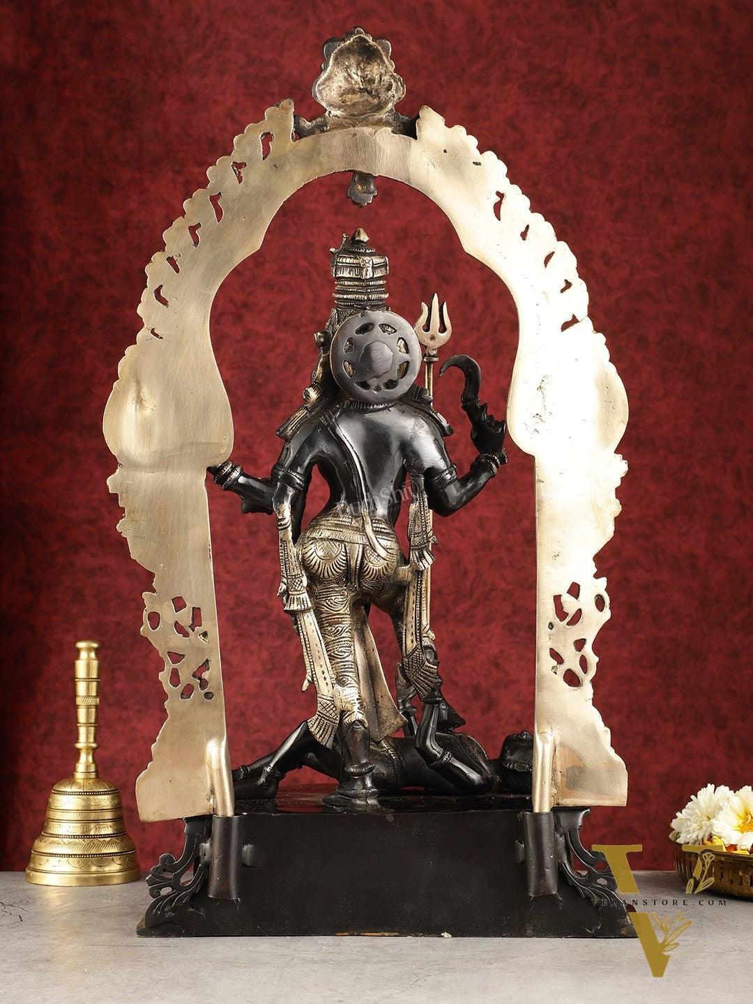 Pure Brass Superfine Handcrafted Goddess bhadra Kali Statue - 22" Black