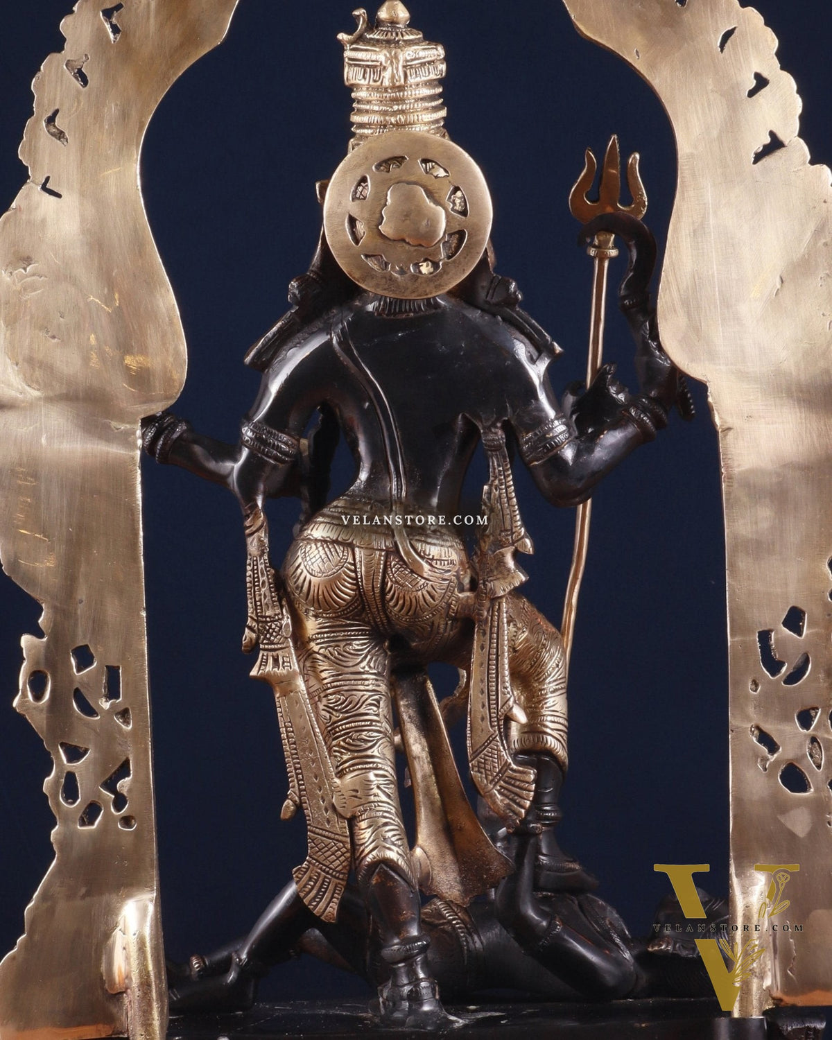 Pure Brass Superfine Handcrafted Goddess bhadra Kali Statue - 22" Black edition