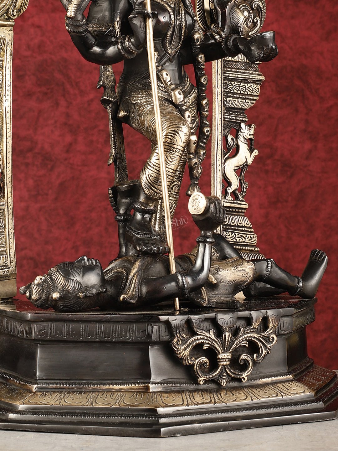 Pure Brass Superfine Handcrafted Goddess bhadra Kali Statue - 22" Black