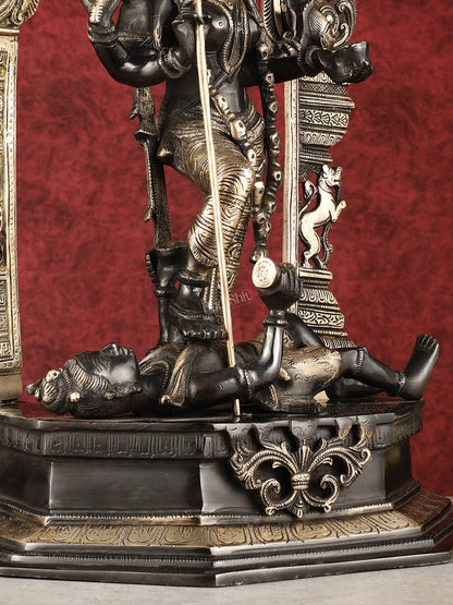 Pure Brass Superfine Handcrafted Goddess bhadra Kali Statue - 22" Black