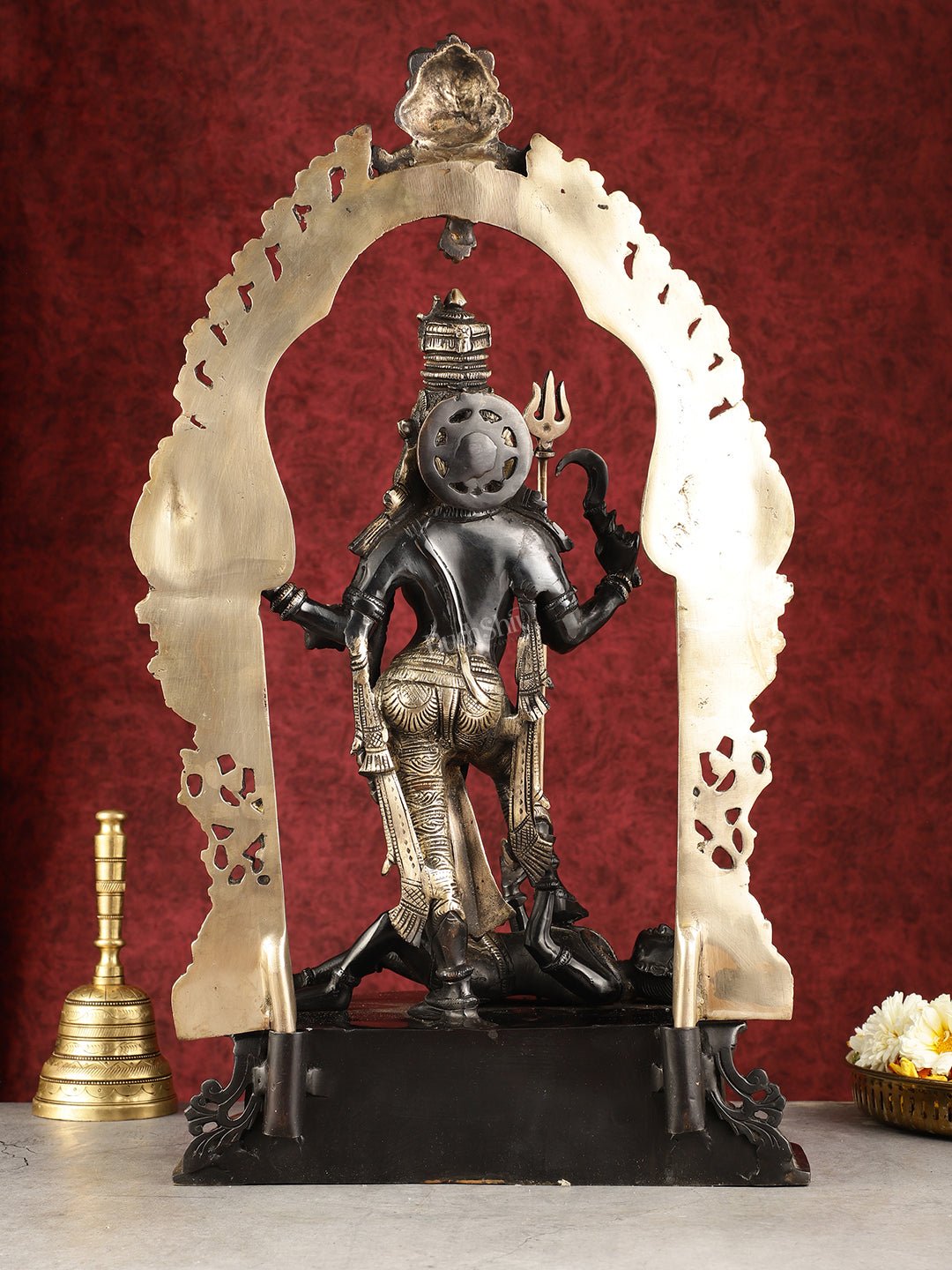 Pure Brass Superfine Handcrafted Goddess bhadra Kali Statue - 22" Black