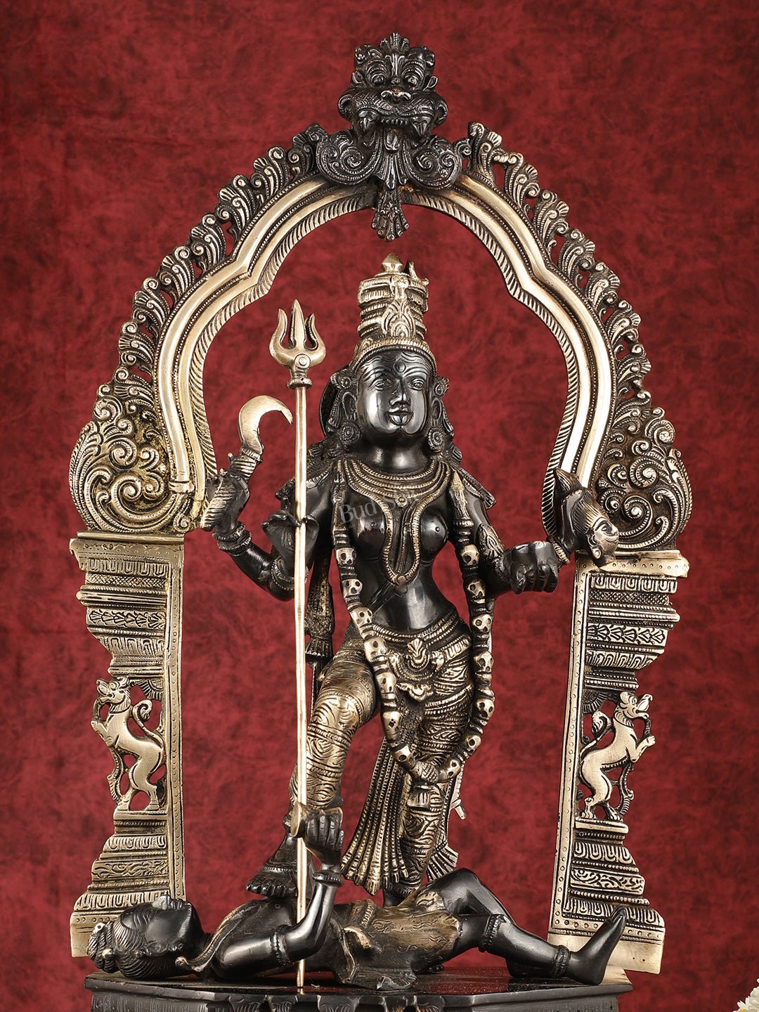 Pure Brass Superfine Handcrafted Goddess bhadra Kali Statue - 22" Black