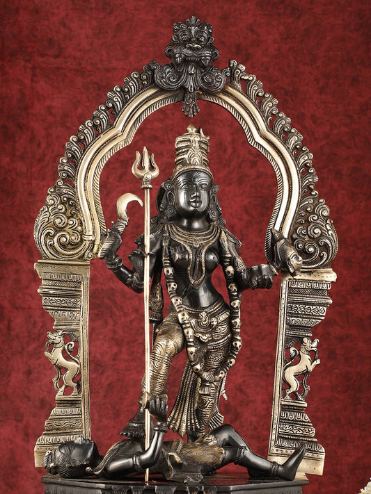 Pure Brass Superfine Handcrafted Goddess bhadra Kali Statue - 22" Black