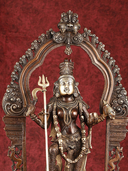 Pure Brass Superfine Handcrafted Goddess bhadra Kali Statue - 22"