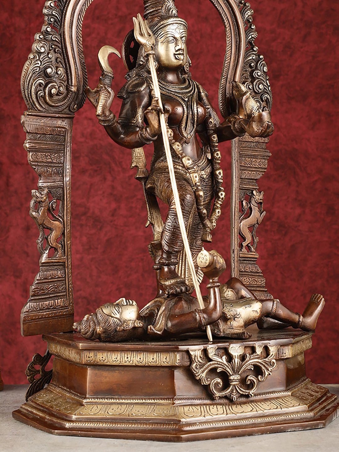 Pure Brass Superfine Handcrafted Goddess bhadra Kali Statue - 22"
