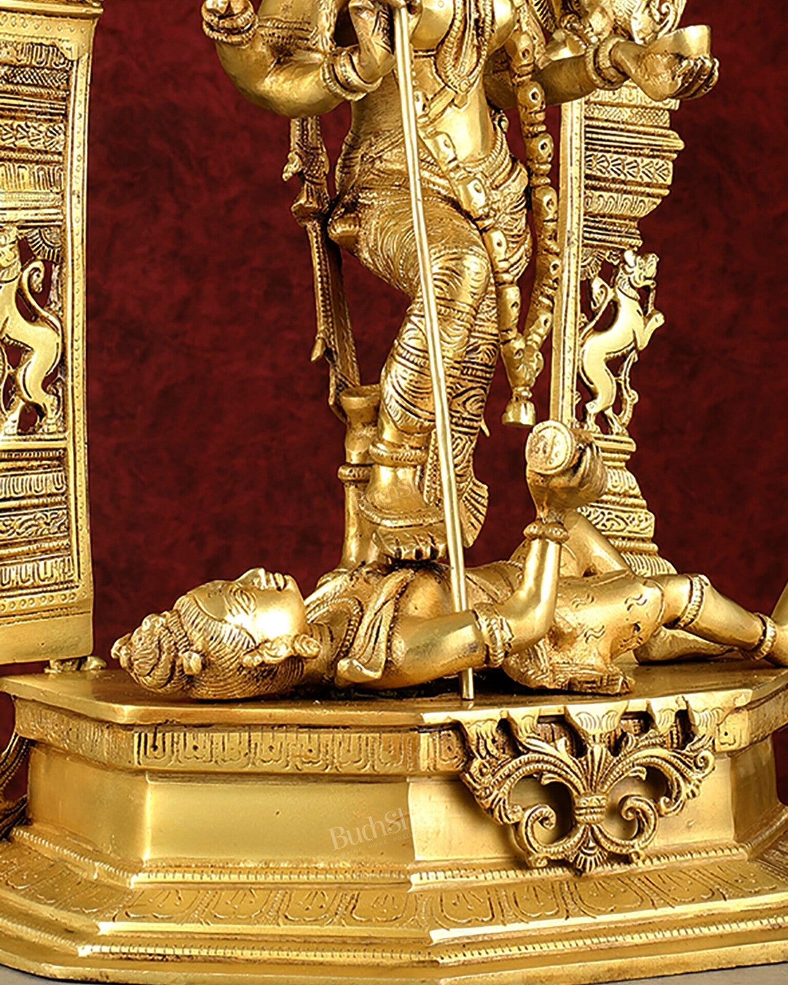 Pure Brass Superfine Handcrafted Goddess Kali Statue - 22" Golden hues