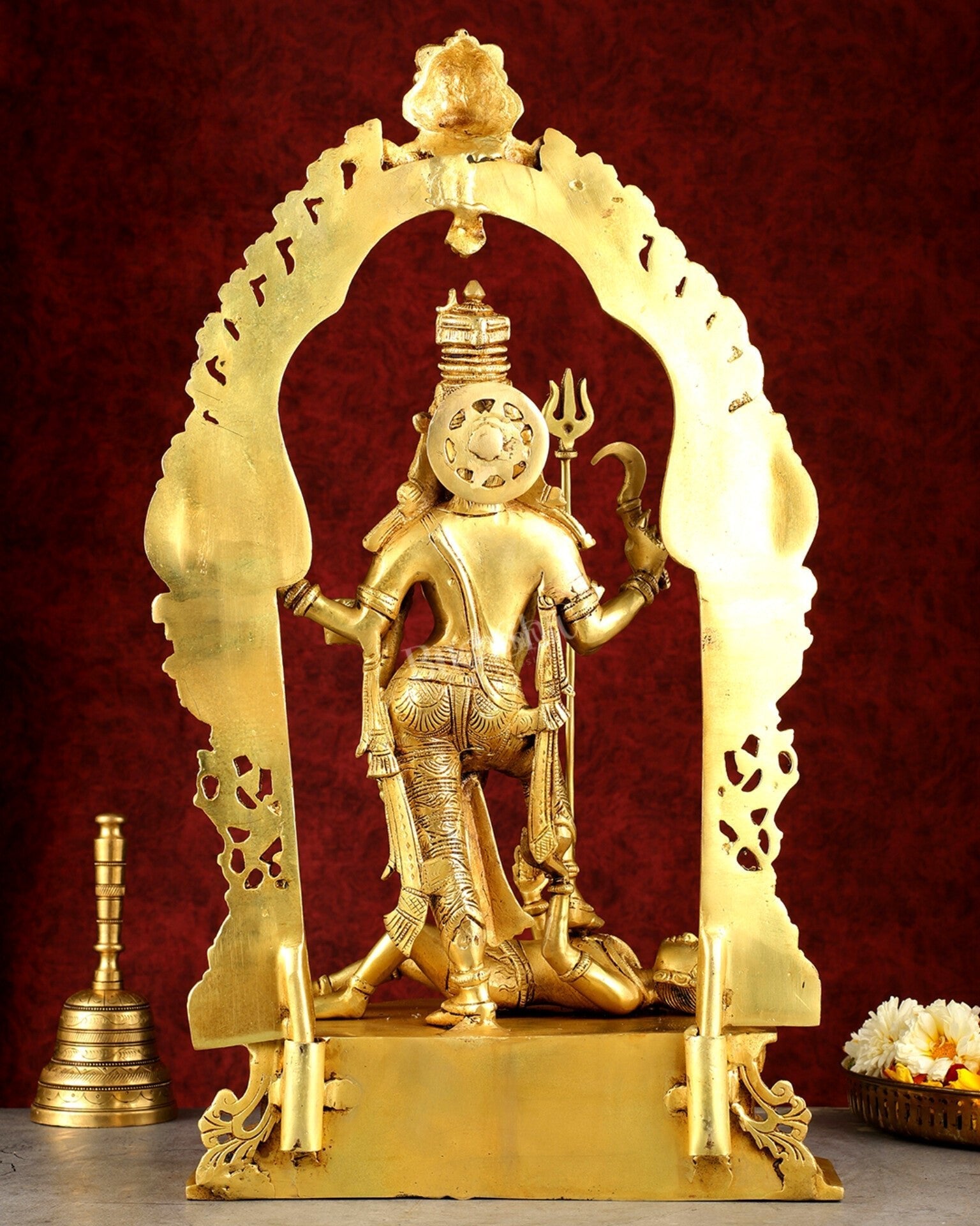 Pure Brass Superfine Handcrafted Goddess Kali Statue - 22" Golden hues