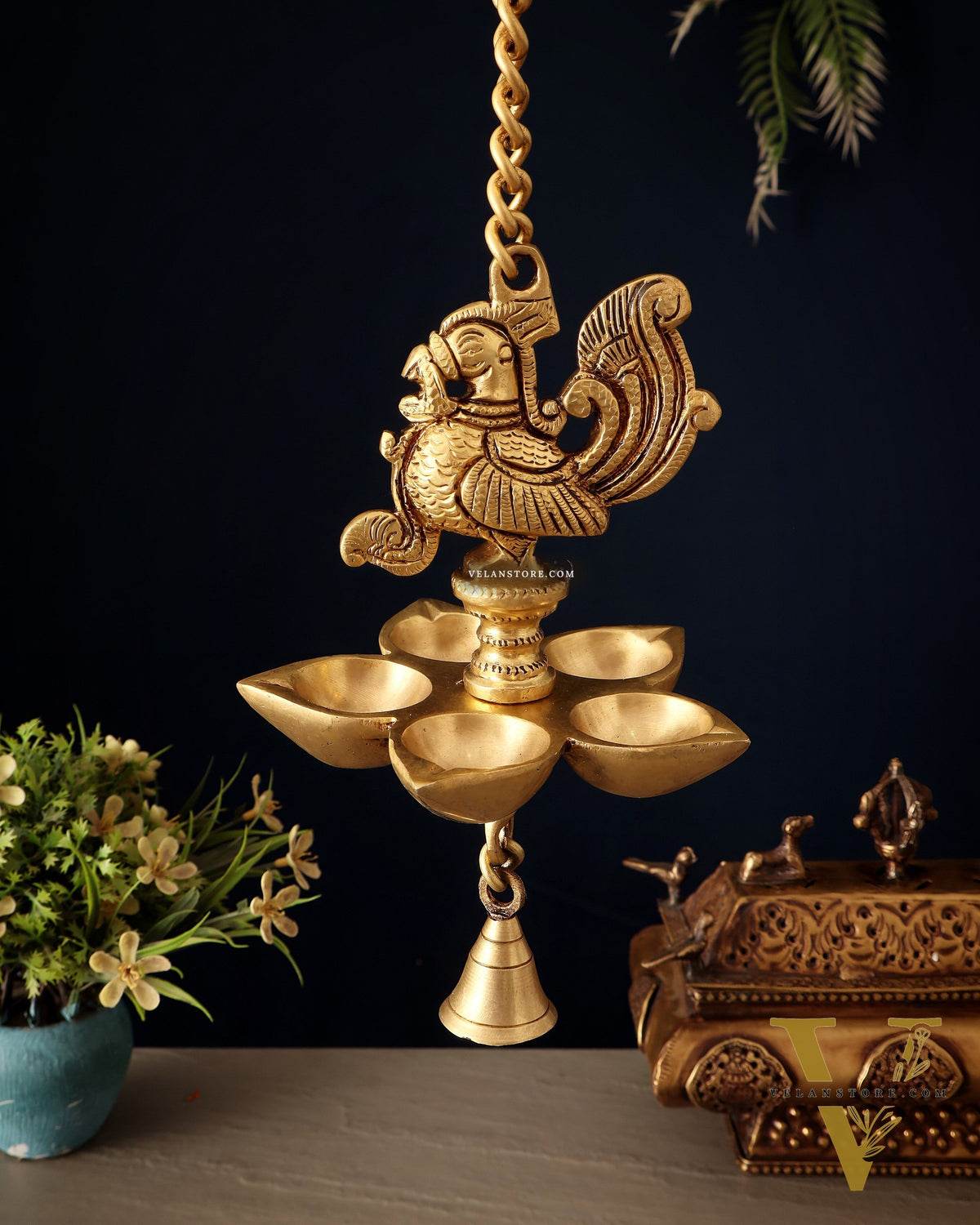 Pure Brass Superfine Hanging Annam Pakshi Diya 22"