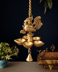 Pure Brass Superfine Hanging Annam Pakshi Diya 22"
