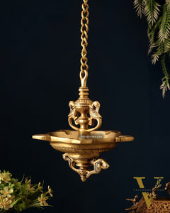 Pure Brass Superfine Hanging Parrot Design Diya Lamp 24"