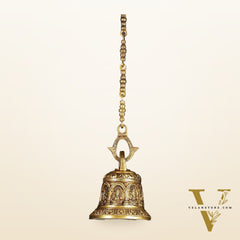 Pure Brass Superfine Heavy hanging Temple Bell with Ganesha Carvings