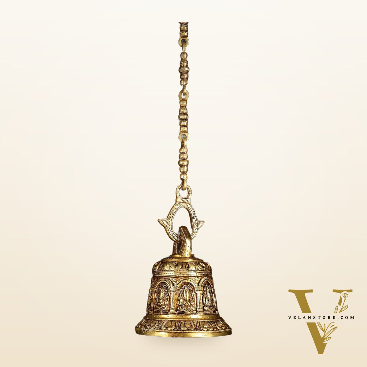 Pure Brass Superfine Heavy hanging Temple Bell with Ganesha Carvings