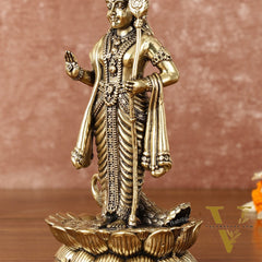 Pure Brass Superfine Intricately Carved Murugan with Peacock Idol - 6" Tall