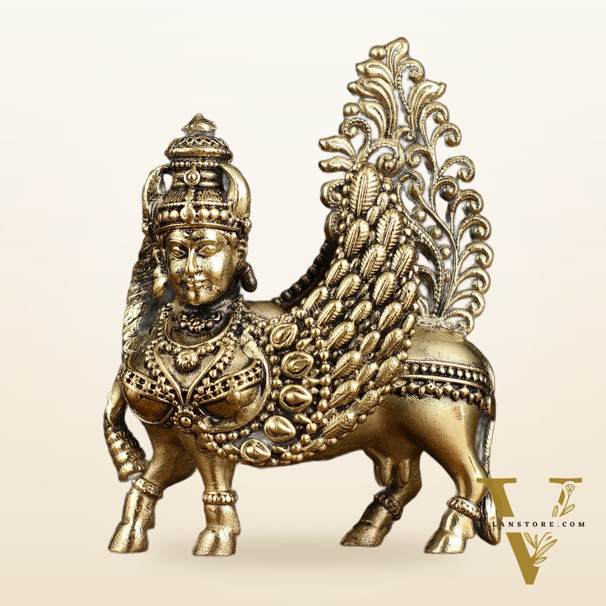 Pure Brass Superfine Kamadhenu Cow with Wings - Intricate Statue 3"