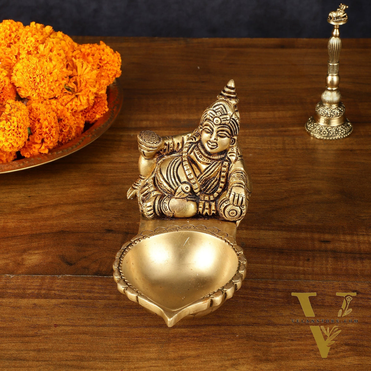 Pure brass superfine kuber Diya oil lamp vilakku 4.5 inch