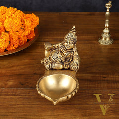 Pure brass superfine kuber Diya oil lamp vilakku 4.5 inch