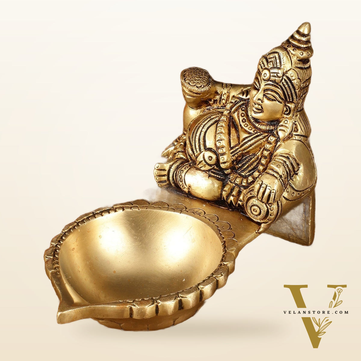 Pure brass superfine kuber Diya oil lamp vilakku 4.5 inch
