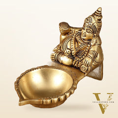 Pure brass superfine kuber Diya oil lamp vilakku 4.5 inch