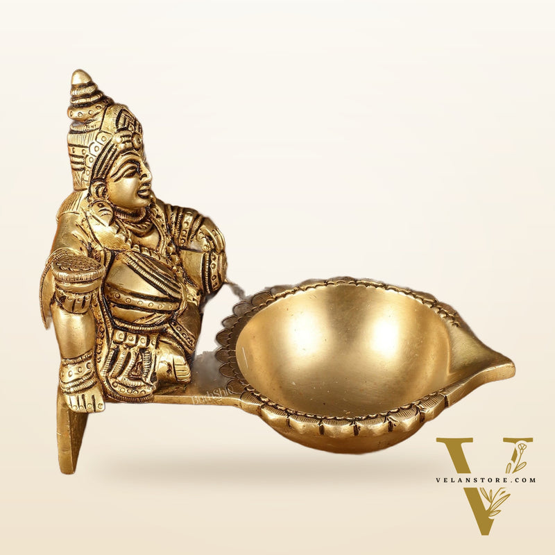 Pure brass superfine kuber Diya oil lamp vilakku 4.5 inch