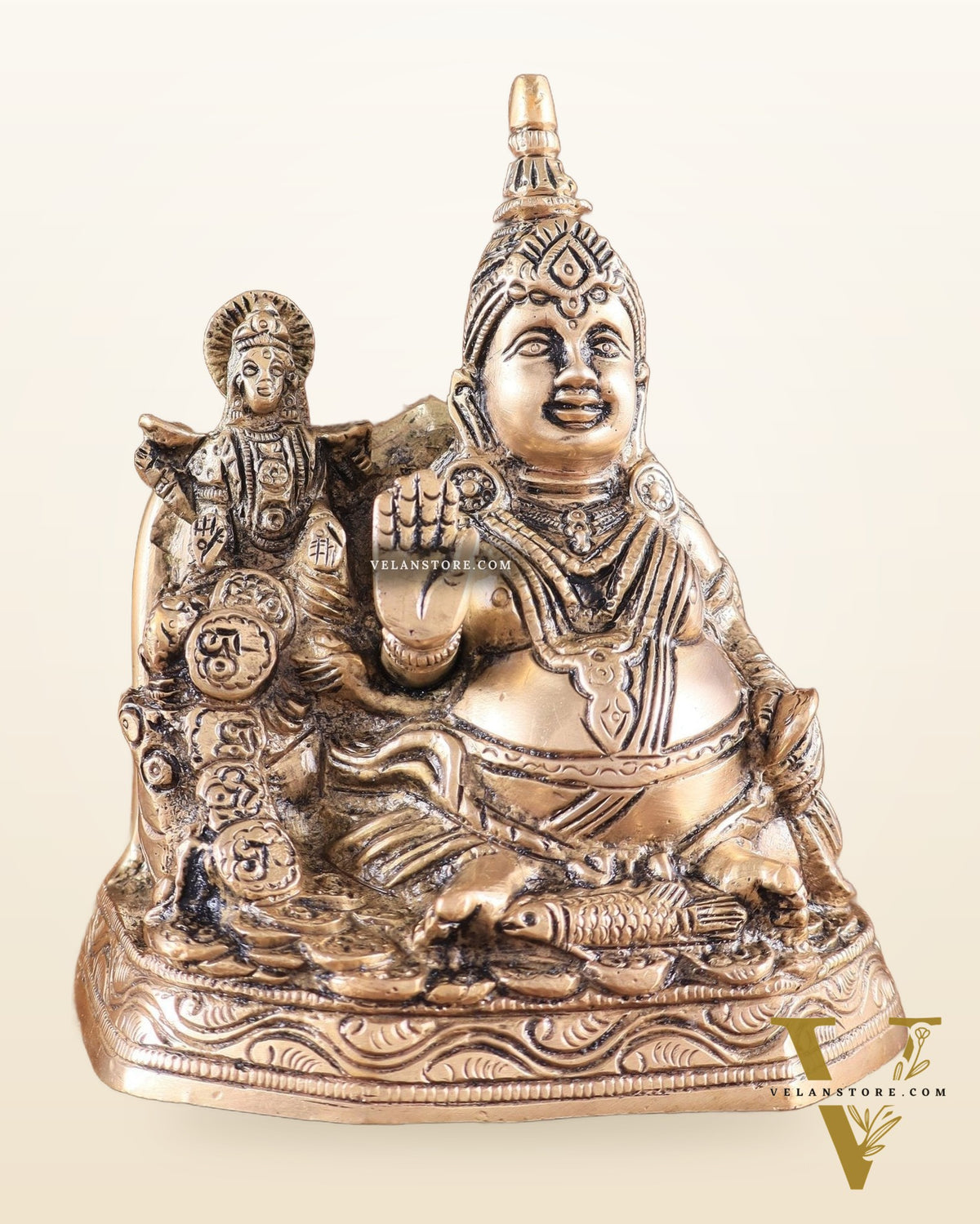 Pure Brass Superfine Kuber Lakshmi Idol – Vastu Approved for Monetary Gains