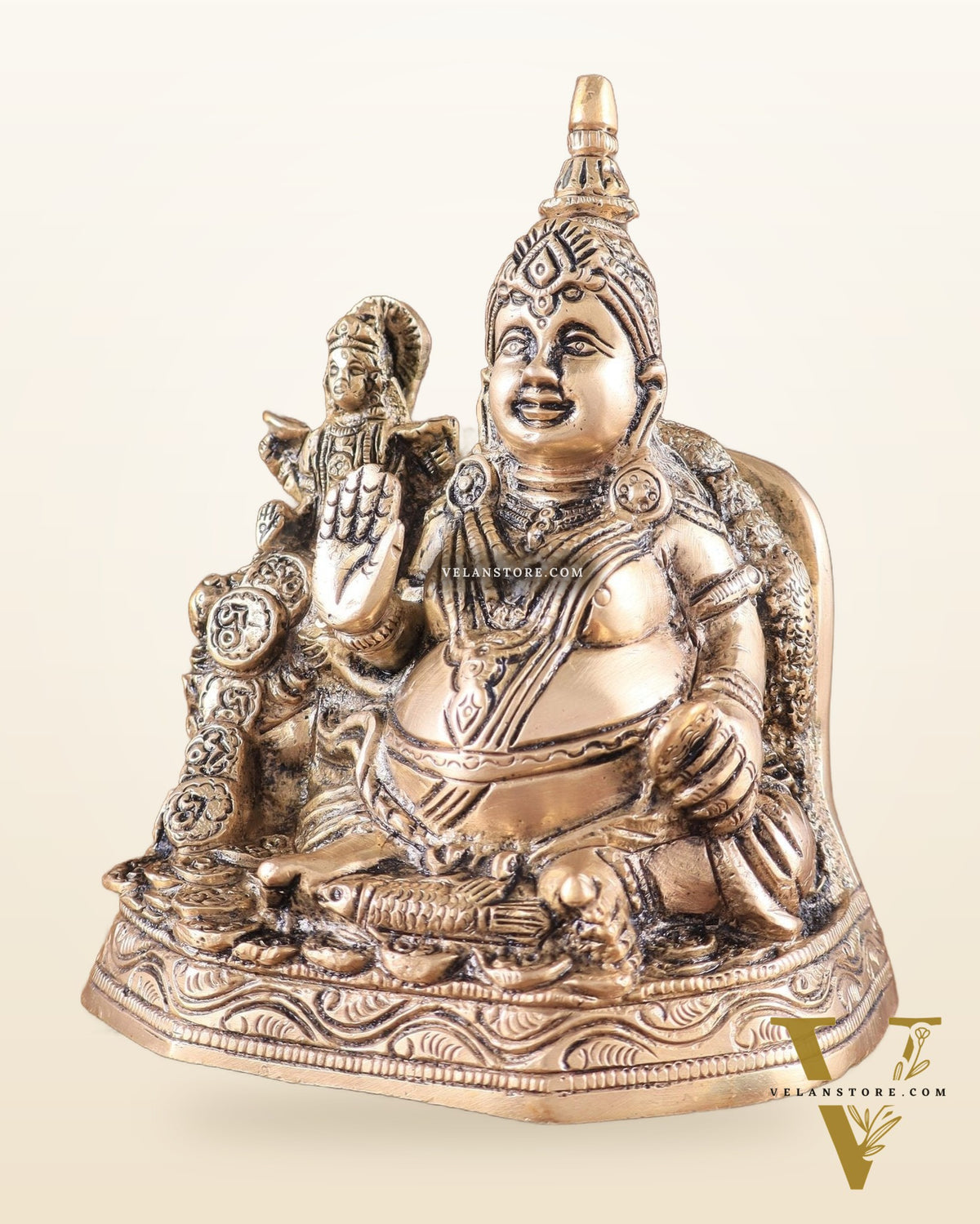 Pure Brass Superfine Kuber Lakshmi Idol – Vastu Approved for Monetary Gains
