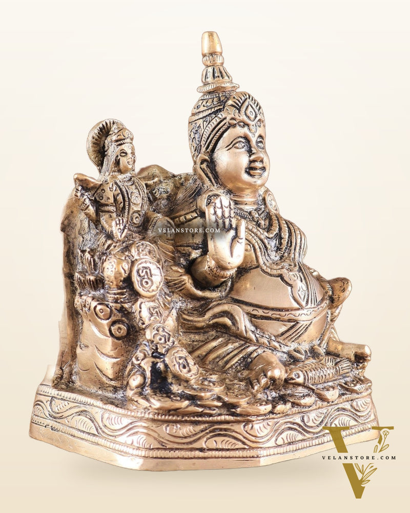 Pure Brass Superfine Kuber Lakshmi Idol – Vastu Approved for Monetary Gains