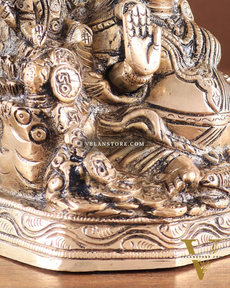 Pure Brass Superfine Kuber Lakshmi Idol – Vastu Approved for Monetary Gains