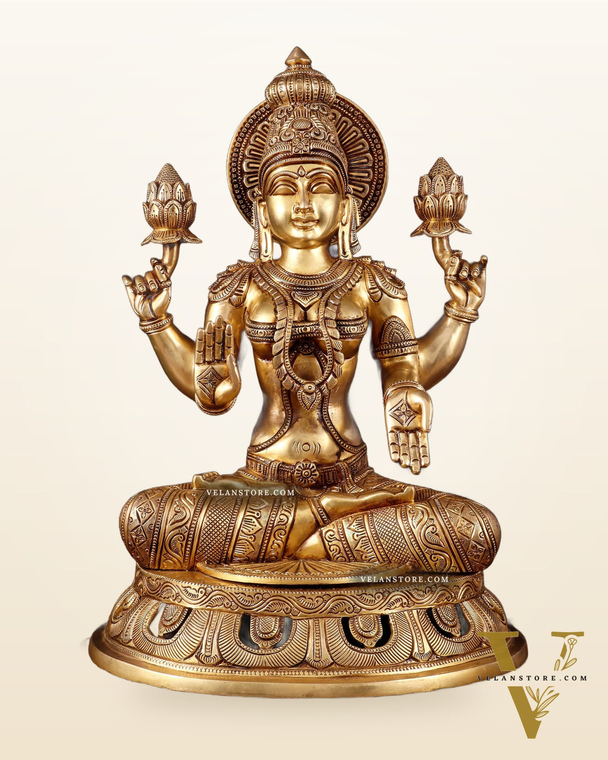 Pure Brass Superfine Lakshmi Statue – 17.5"