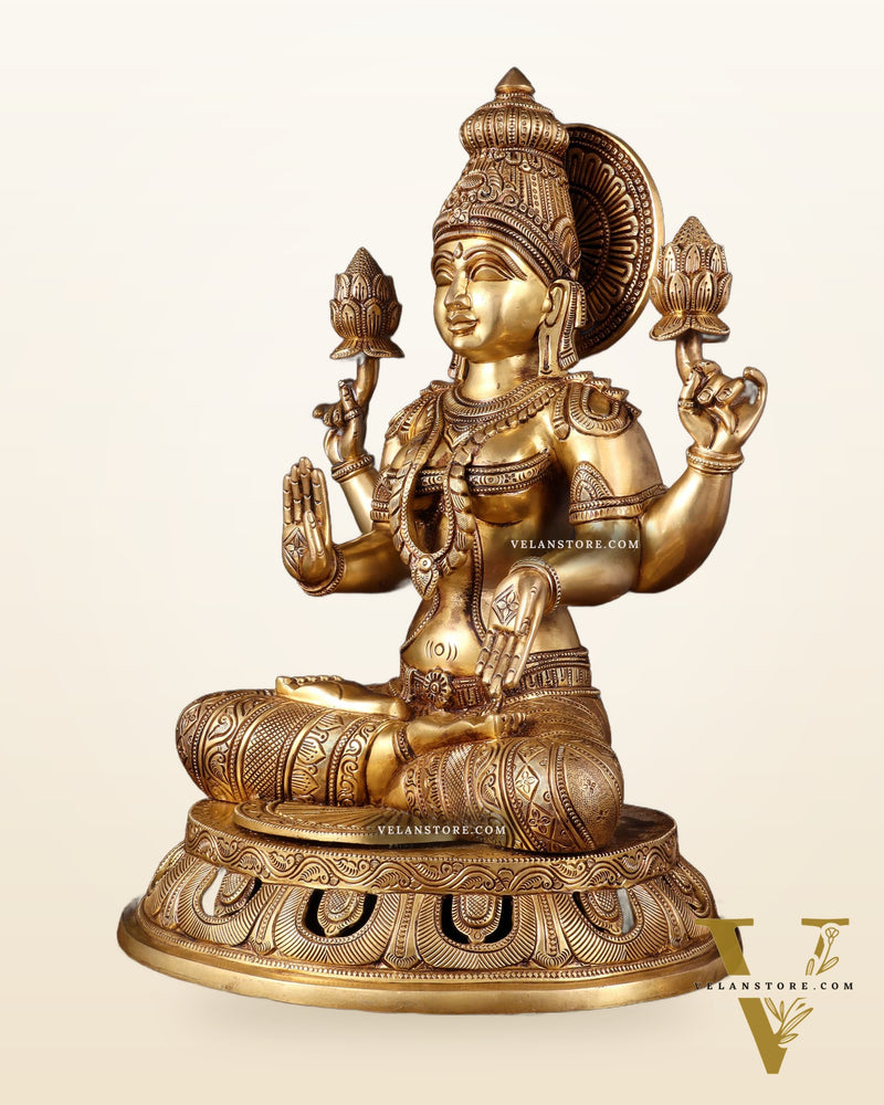 Pure Brass Superfine Lakshmi Statue – 17.5"