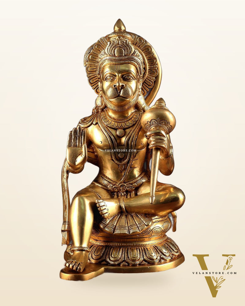 Pure Brass Superfine Large Hanuman Ji Idol | 15 Inch (38.1 cm) | Divine Strength & Protection