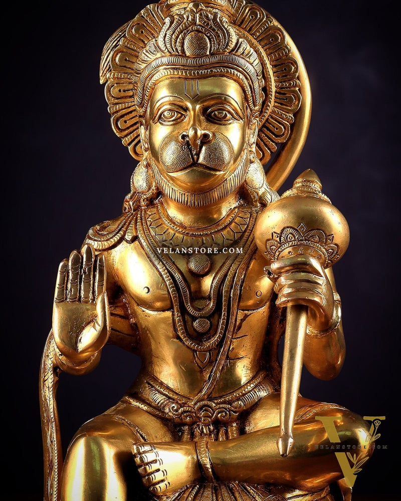 Pure Brass Superfine Large Hanuman Ji Idol | 15 Inch (38.1 cm) | Divine Strength & Protection